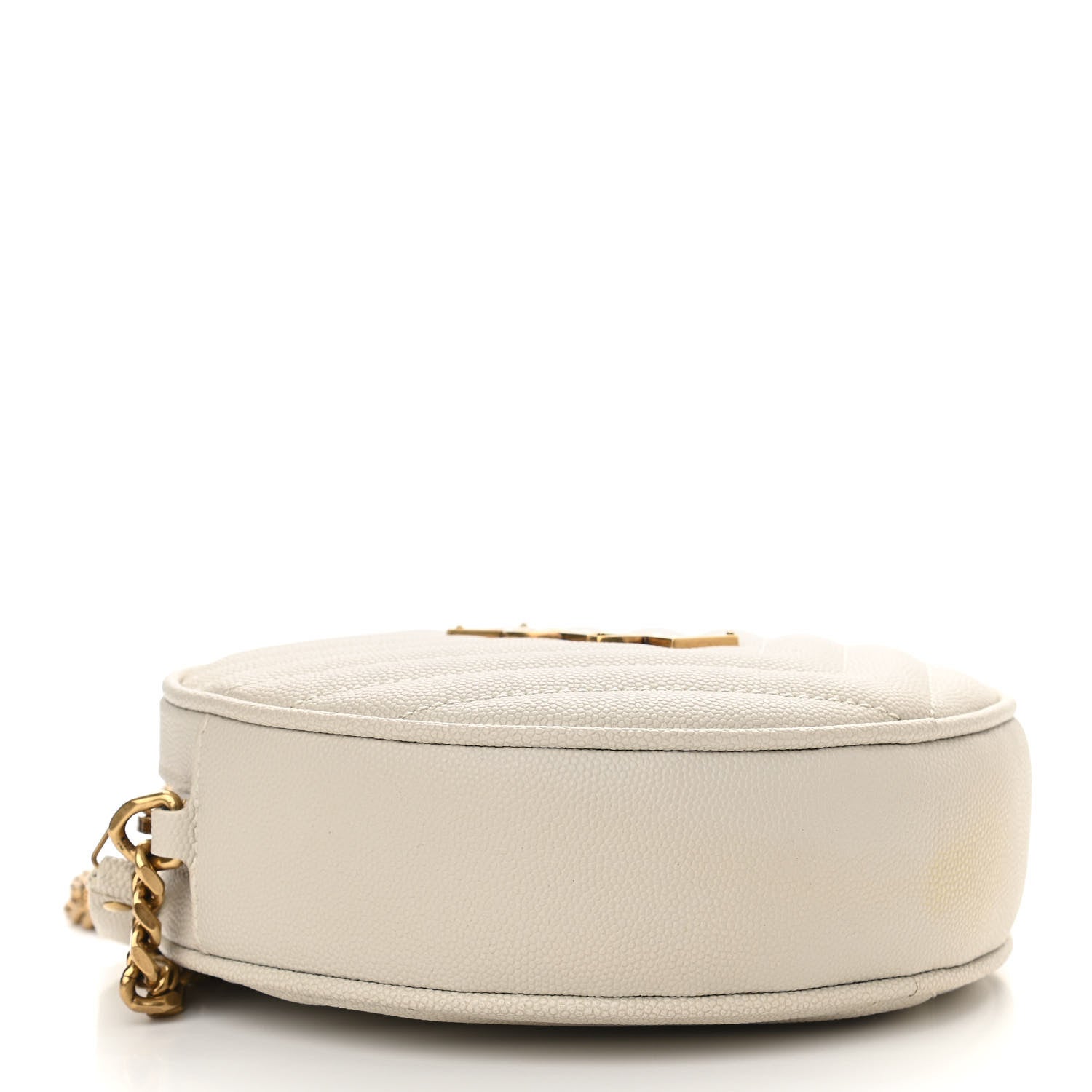 Saint Laurent Grain De Poudre Matelasse Chevron Quilted Round Vinyle Camera Bag Blanc Vintage 4 of 10
