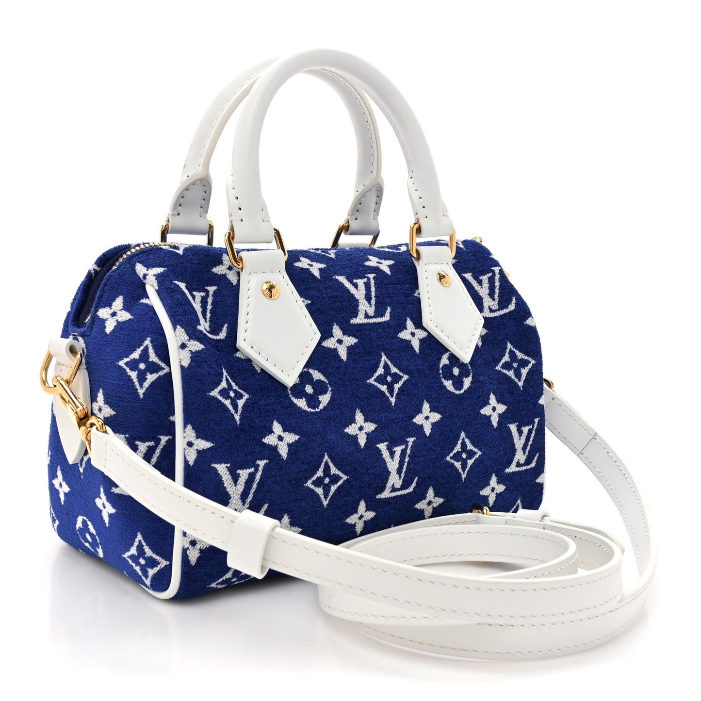 Jacquard Velvet Monogram LV Match Speedy Bandouliere 20 Blue