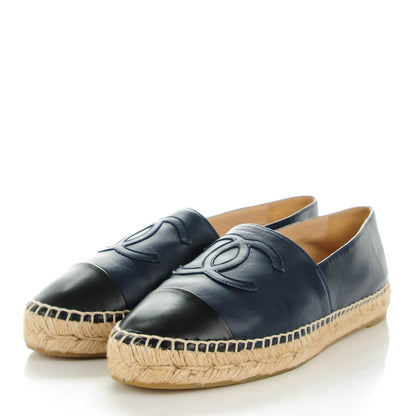 Chanel Lambskin CC Espadrilles 39 Navy Black 3 of 9