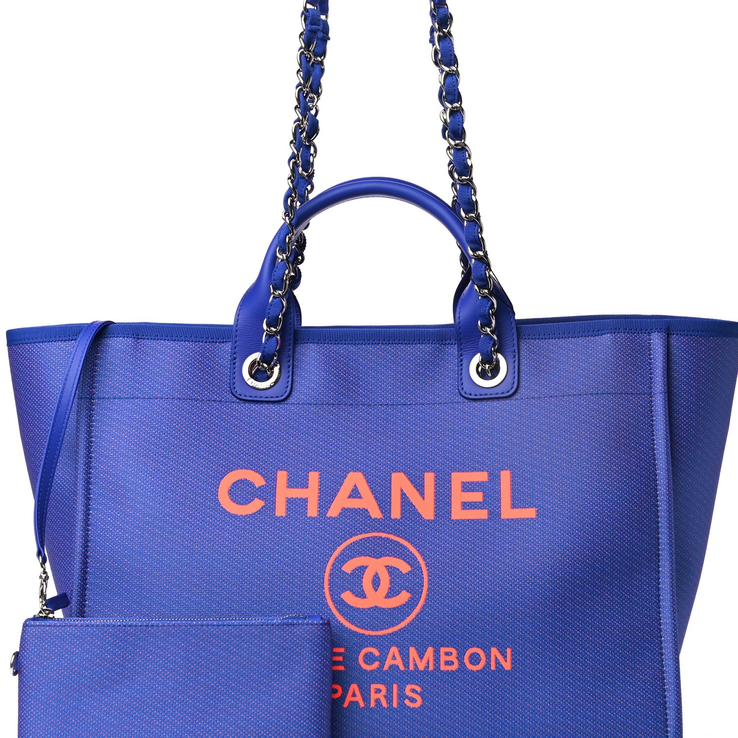 Chanel Mixed Fibers Medium Deauville Tote Blue Orange 8 of 10