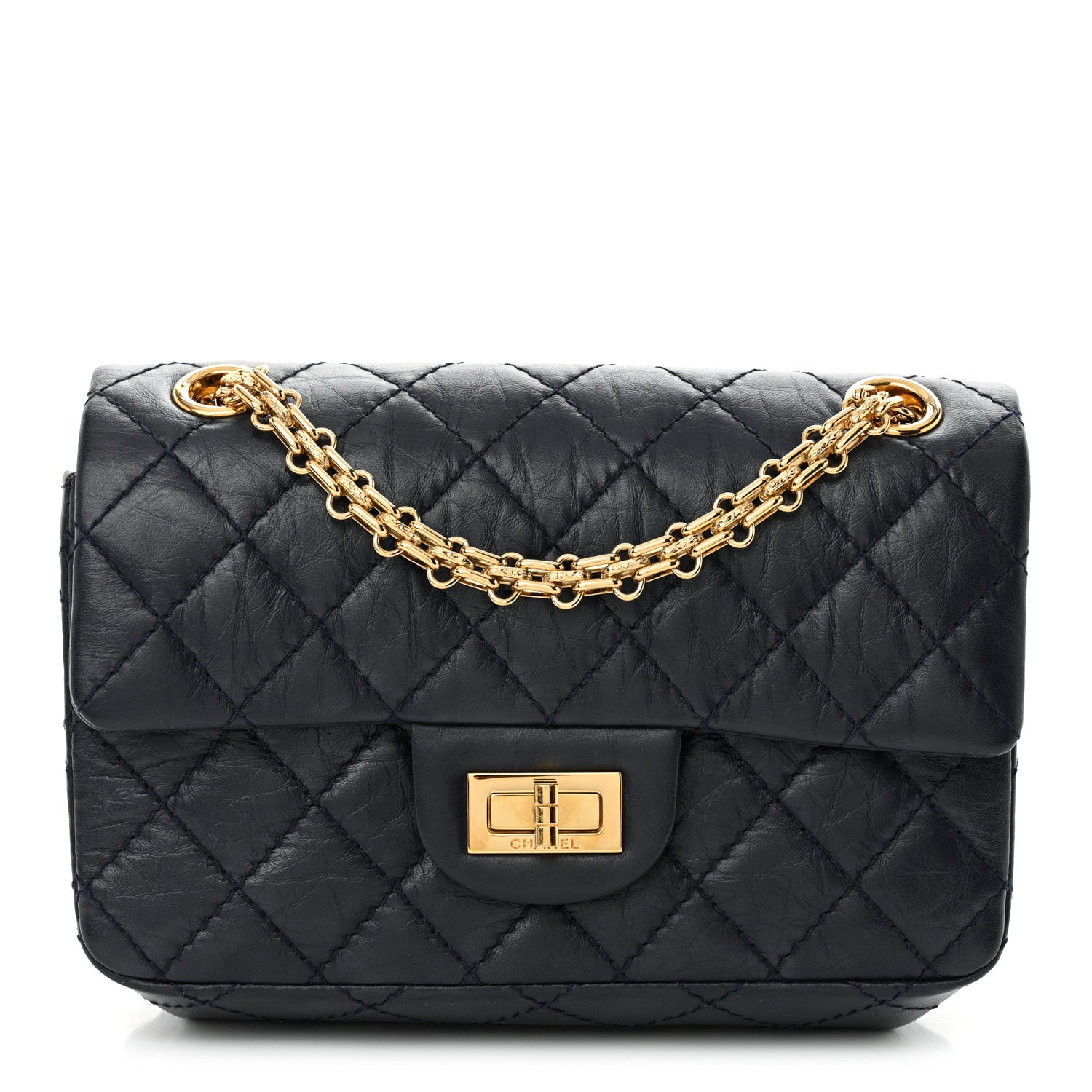 Chanel Aged Calfskin Quilted 2.55 Reissue Mini Flap Navy 1 of 10