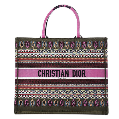 Christian Dior Canvas Embroidered Book Tote Olive Multicolor 1 of 11
