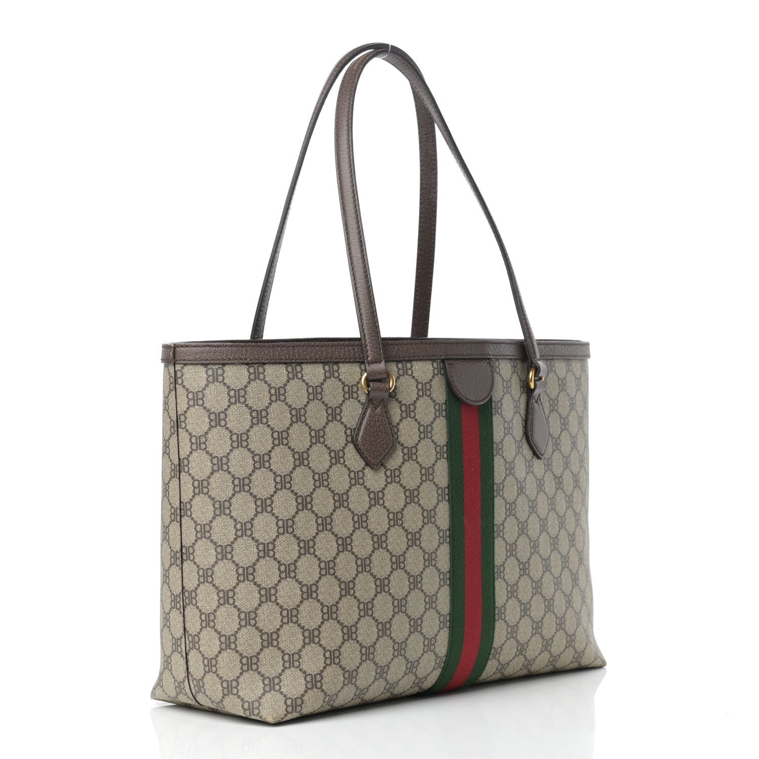 Gucci X BALENCIAGA BB Supreme Monogram Web Graffiti Medium Ophidia Shopping Tote Beige New Acero 3 of 19
