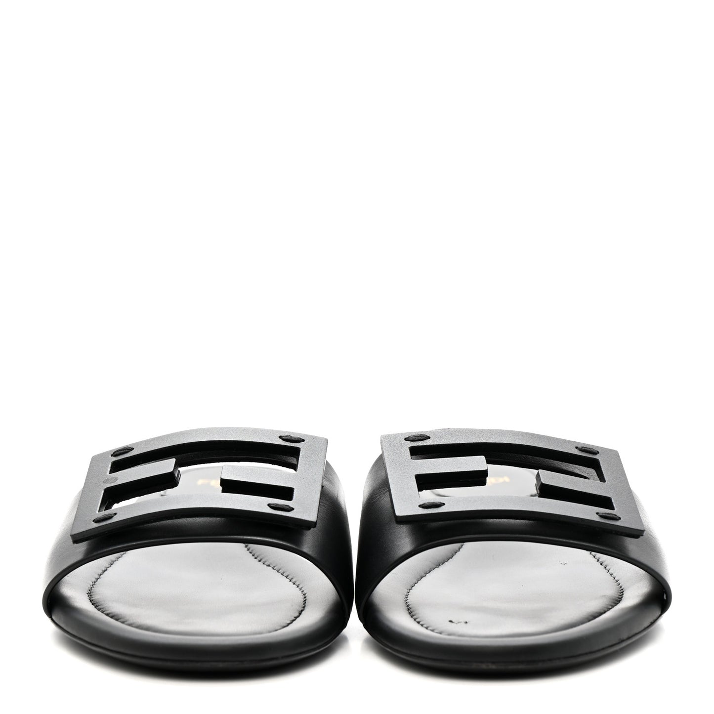 Vitello Cuoio Baguette Flat Slide Sandals 39.5 Black