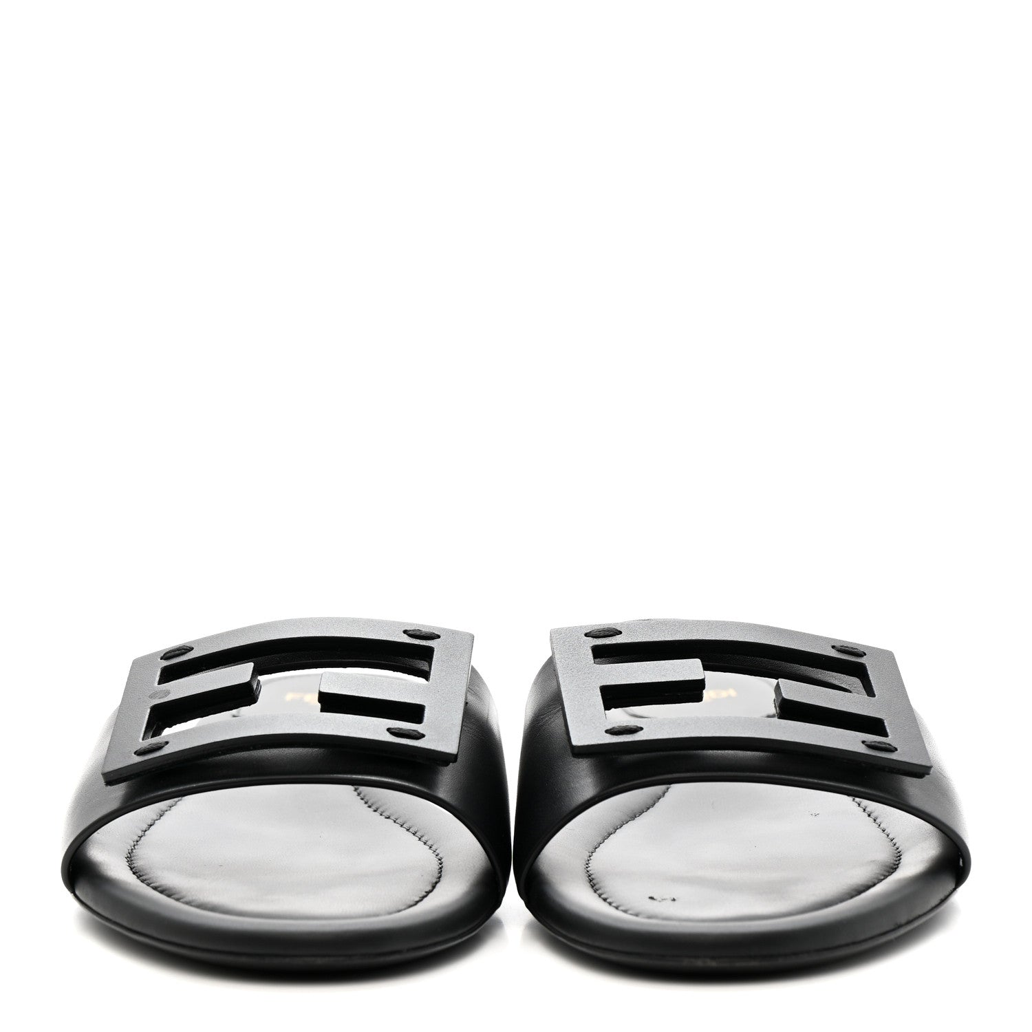 Fendi Vitello Cuoio Baguette Flat Slide Sandals 39.5 Black 3 of 9