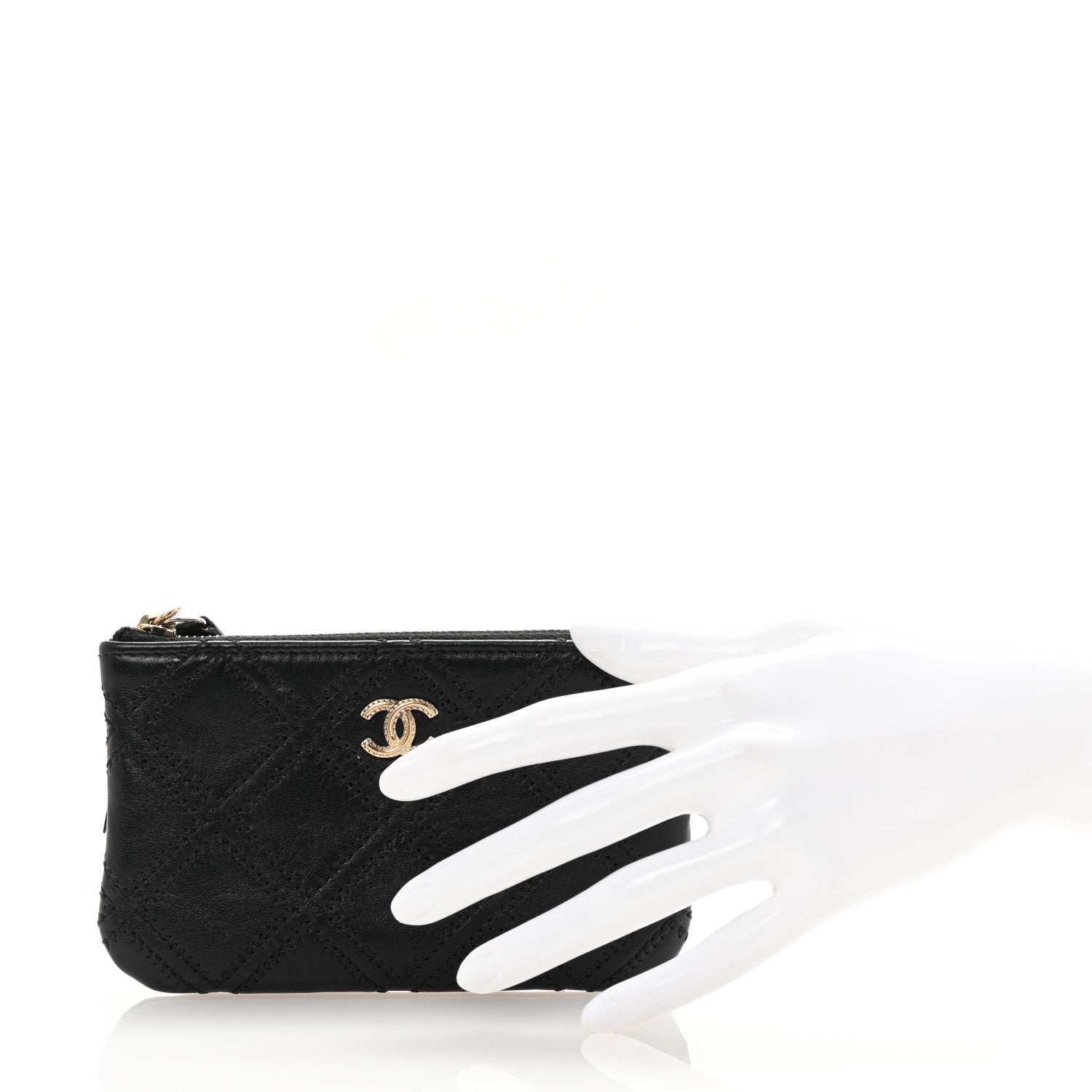 Chanel Lambskin Stitched Small Cosmetic Case Black 2 of 7