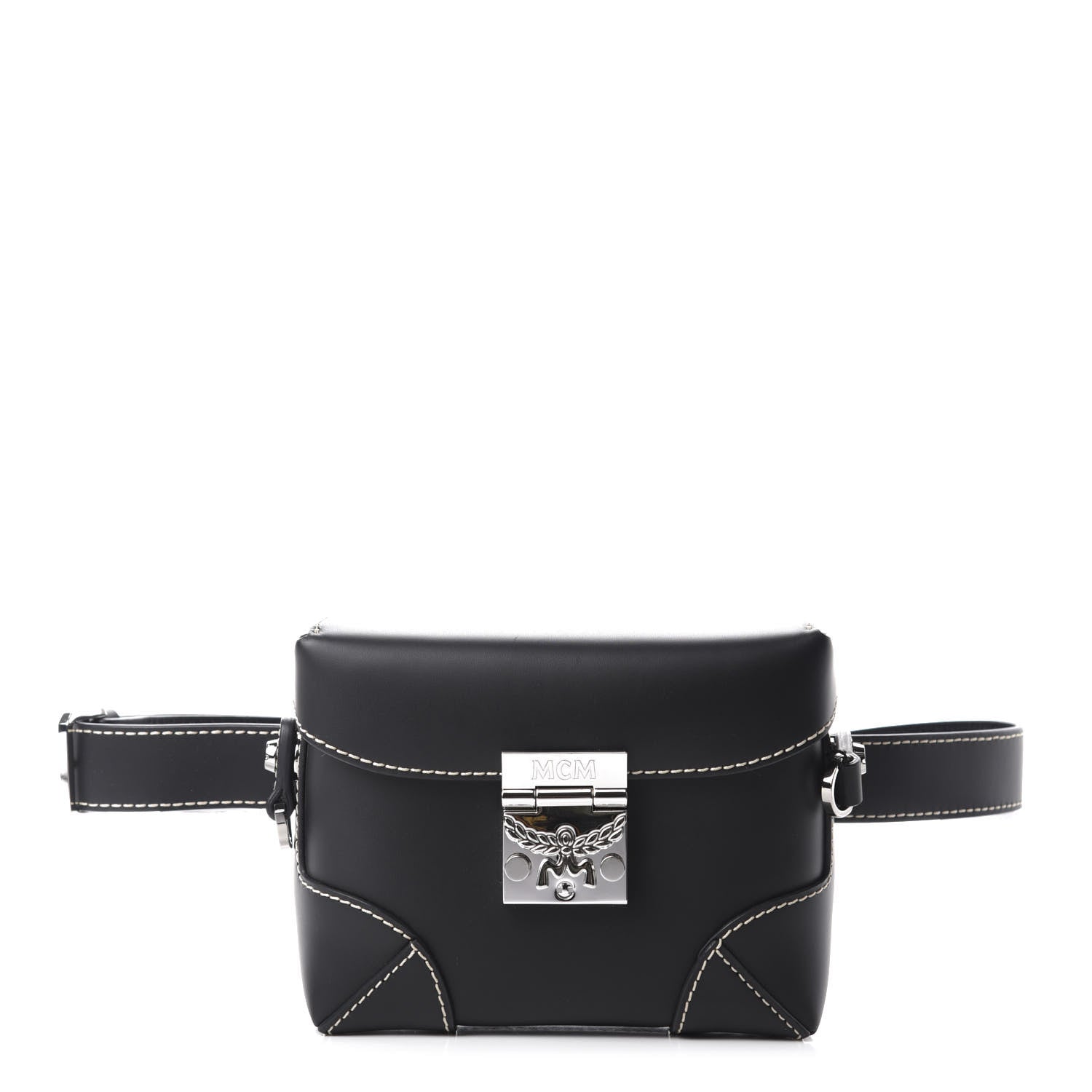 MCM Calfskin Ottomar Monogram Soft Berlin Belt Bag Black 1 of 10