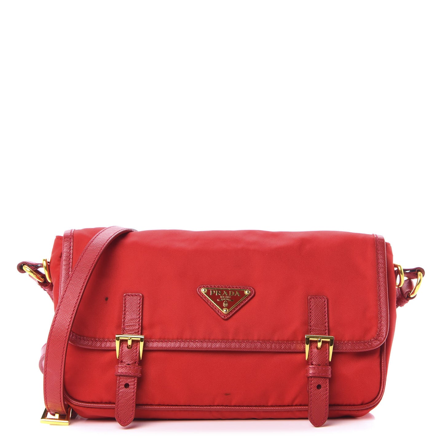 Tessuto Nylon Saffiano Small Messenger Bag Red
