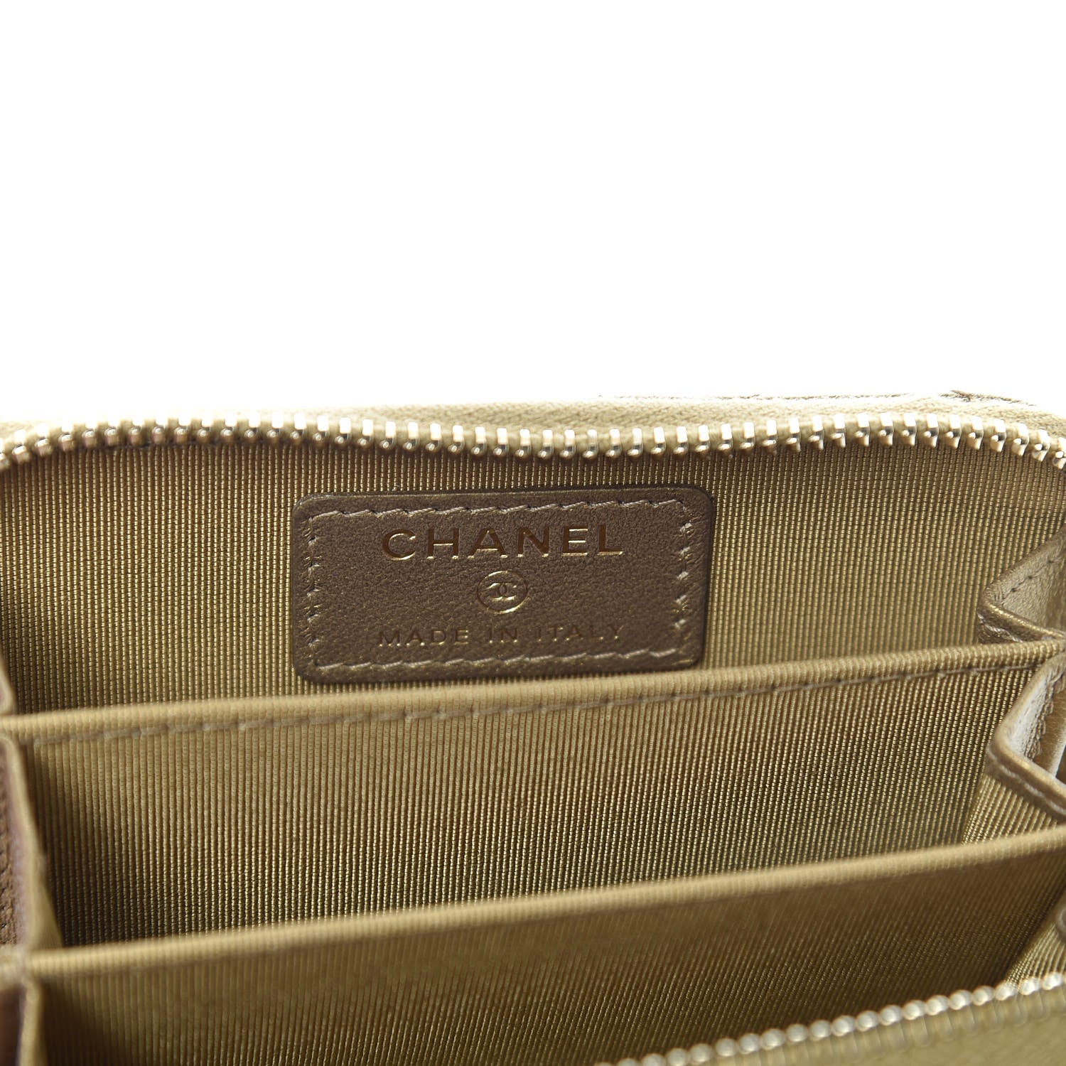 Chanel Metallic Lambskin Egyptian Amulet Zip Coin Purse Gold 6 of 8
