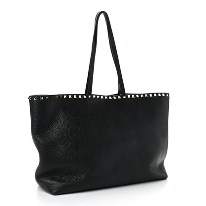 Valentino Garavani Grained Calfskin Rockstud Shoulder Tote Black 3 of 11