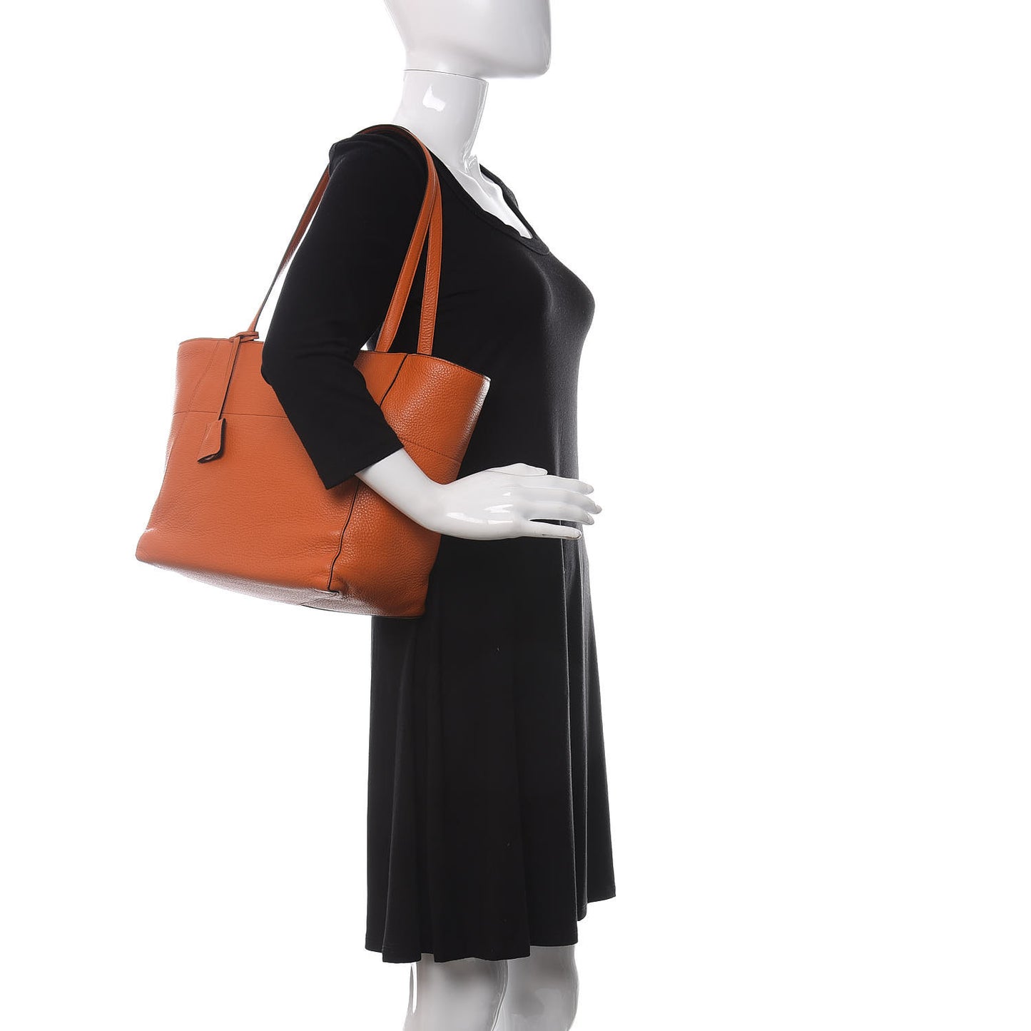 Vitello Phenix Small Zip Shopping Tote Papaya