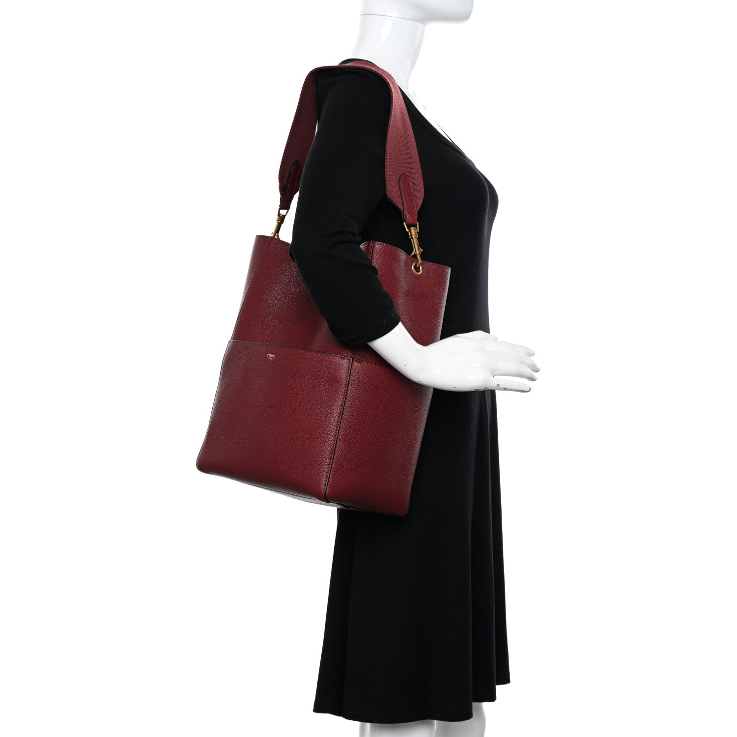 Celine Soft Grained Calfskin Sangle Bucket Bag Light Burgundy 2 of 14