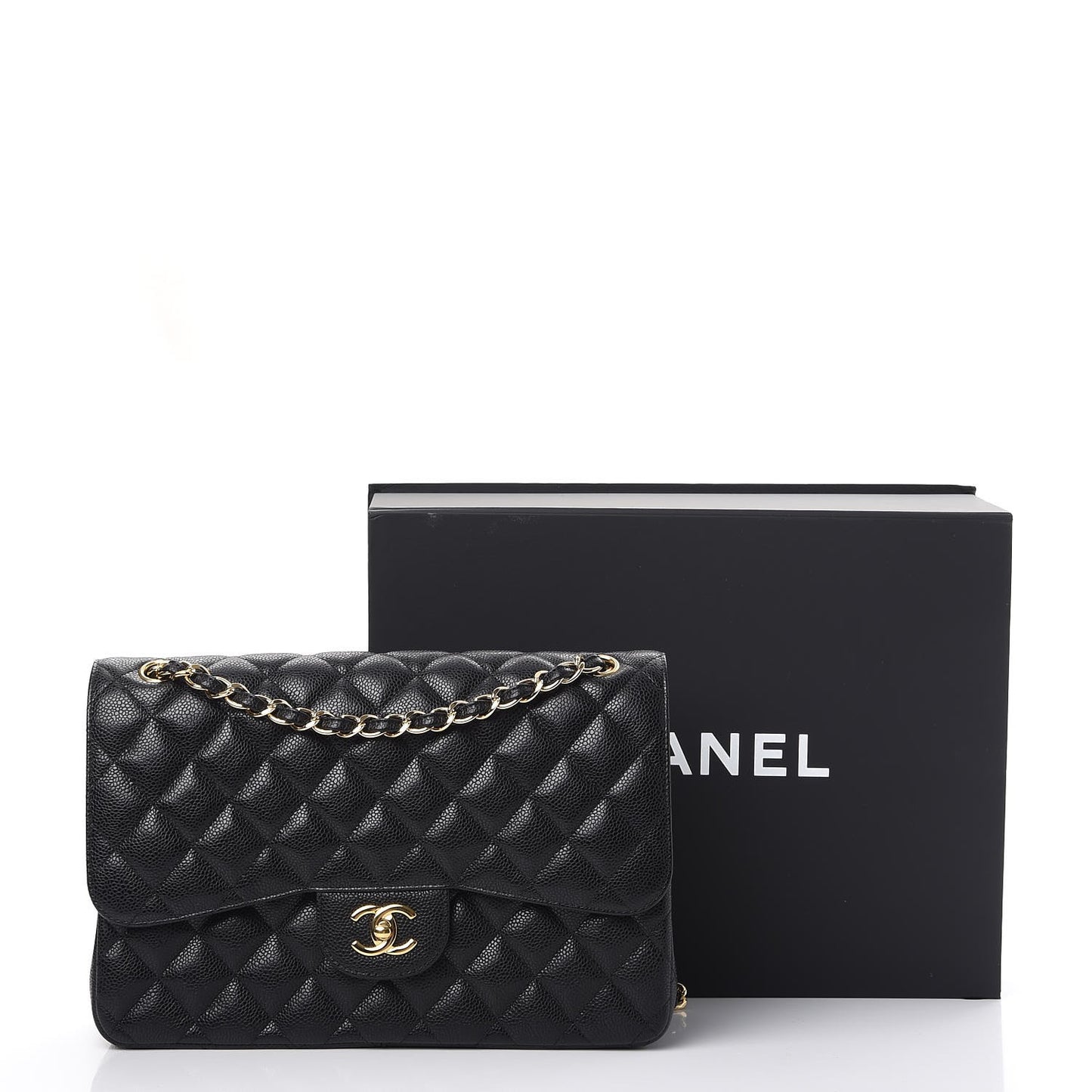 Caviar Quilted Jumbo Double Flap Black