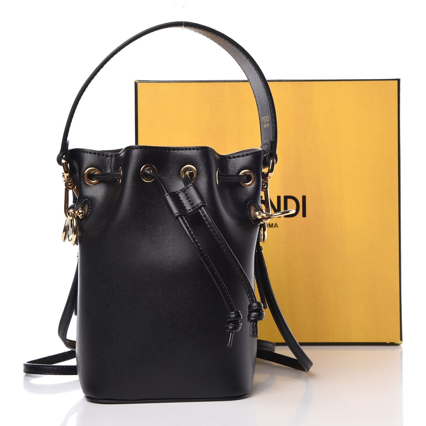Vitello Liberty Lucido F is Fendi Mini Mon Tresor Bucket Bag Black