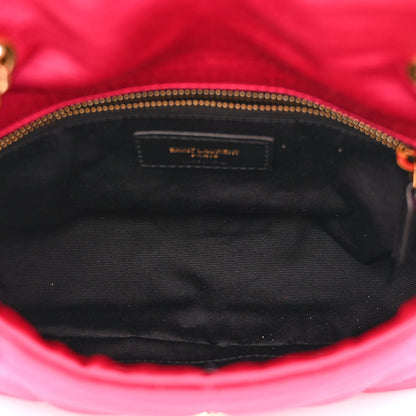 Saint Laurent Satin Quilted Toy Loulou Puffer Monogram Chain Satchel Guava Pink 5 of 11