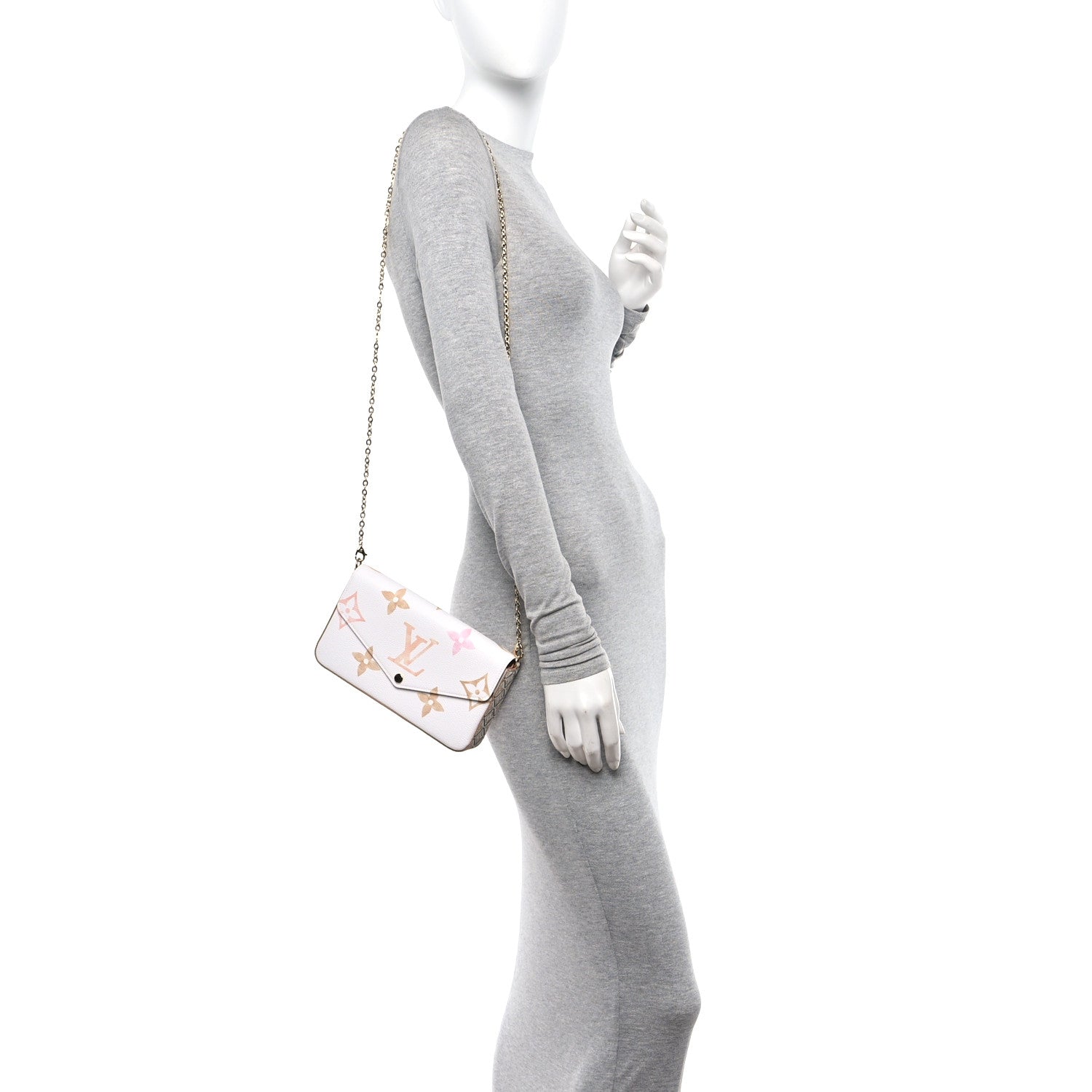 Louis Vuitton Monogram Giant By The Pool 2.0 Felicie Pochette Chain Wallet Beige 2 of 11