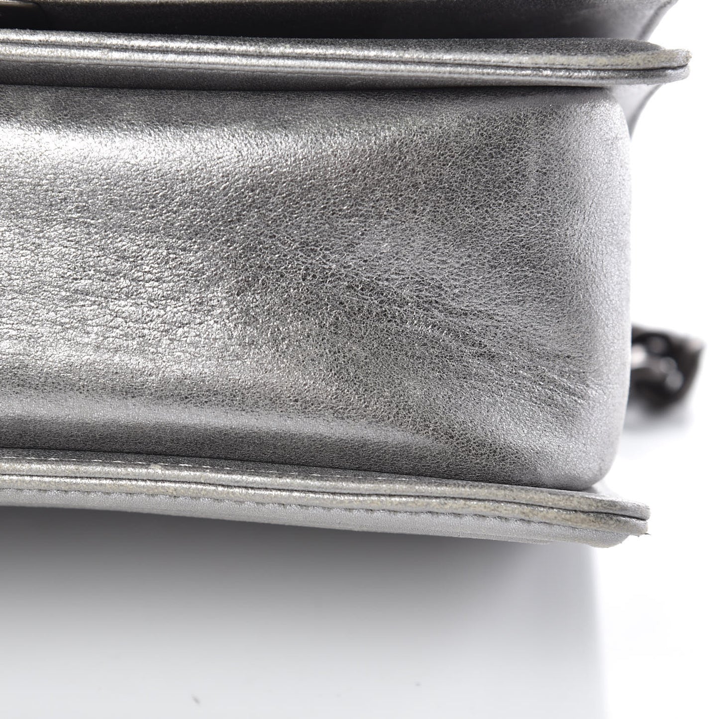 Metallic Lambskin Embellished Medium Boy Flap Silver