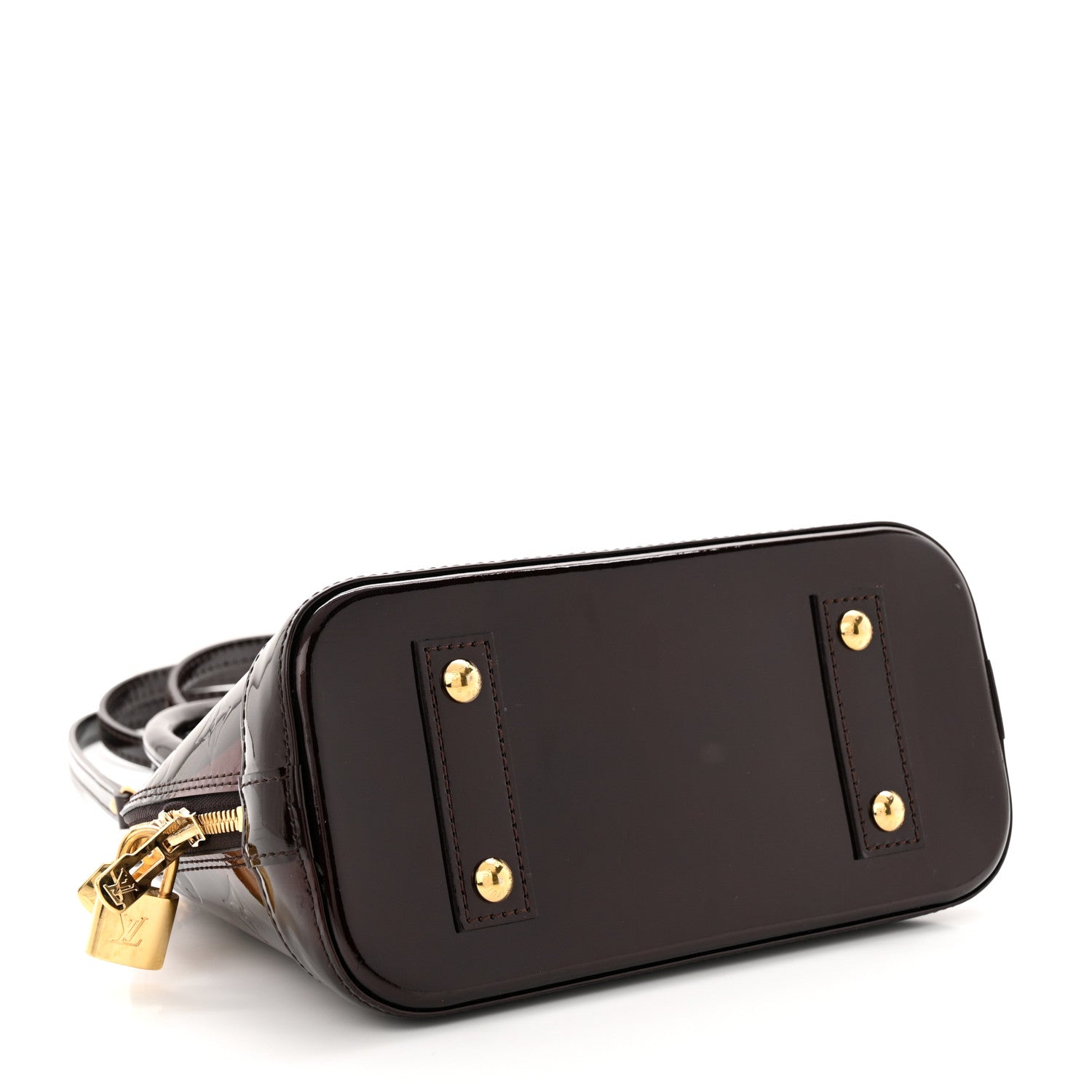 Louis Vuitton Vernis Rayures Alma BB Amarante 4 of 12