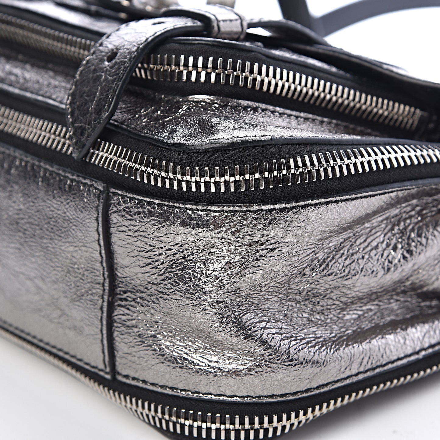 Metallic Lambskin Tiny PS1 Satchel Silver