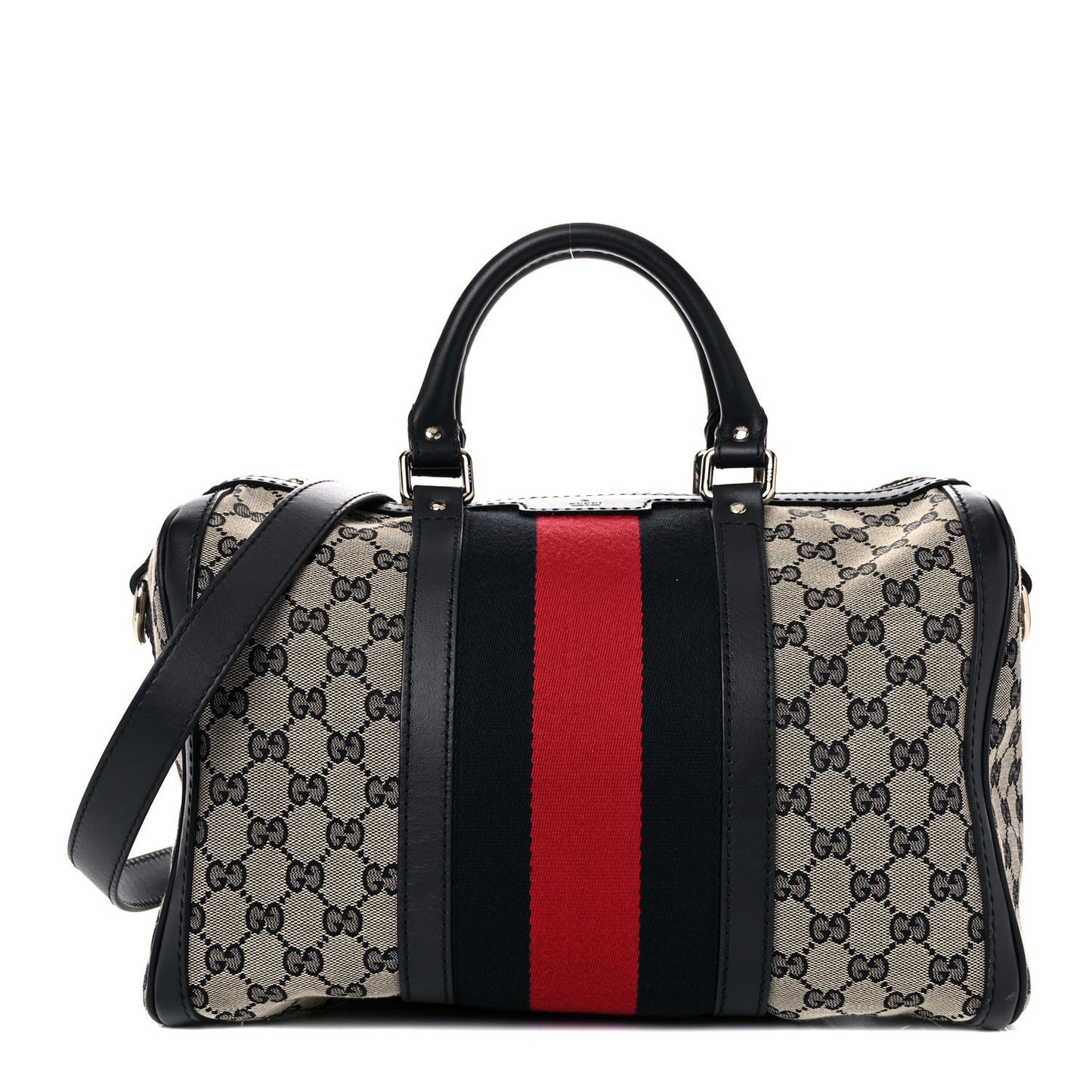Monogram Selleria Calfskin Vintage Web Medium Boston Beige Blue