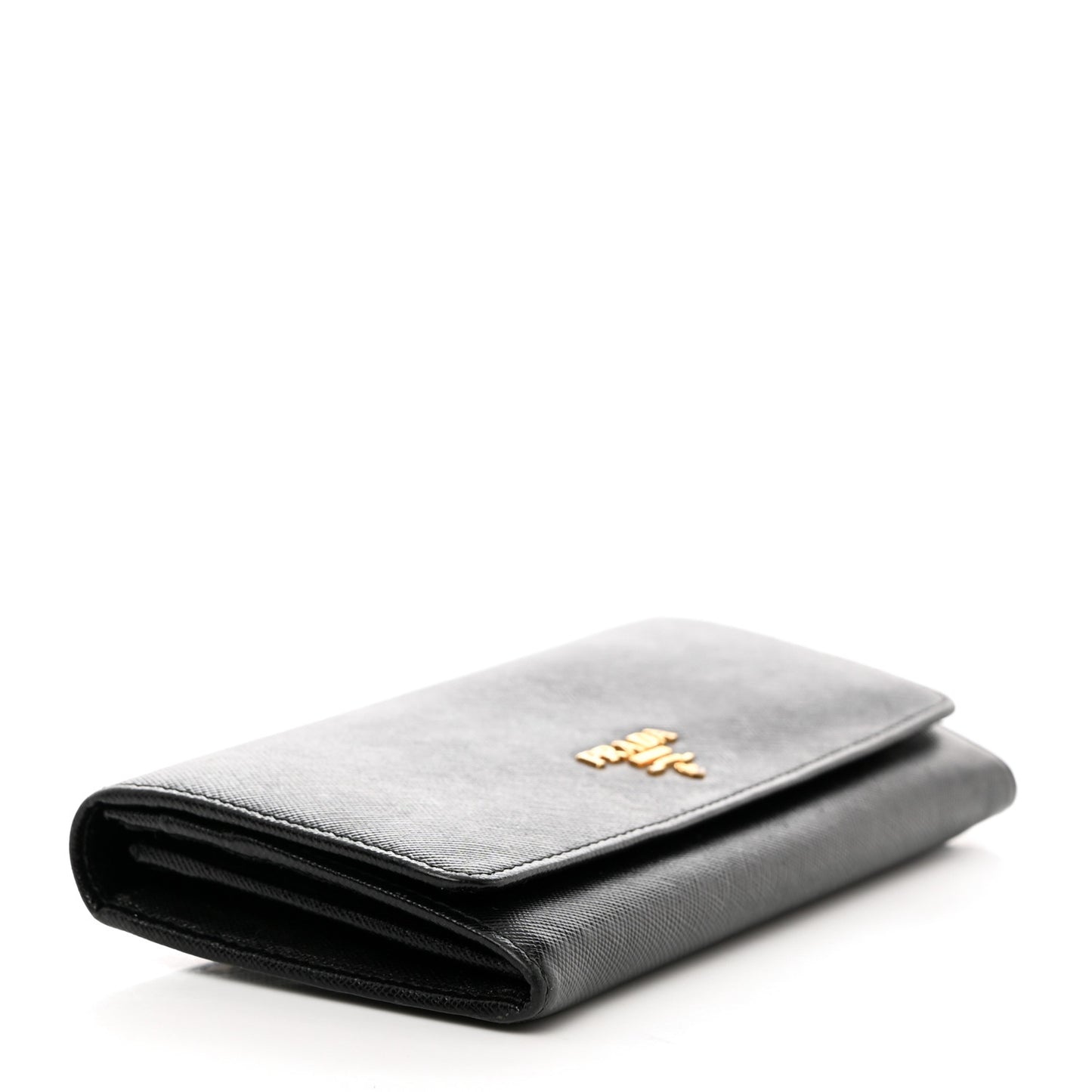 Saffiano Metal Continental Flap Wallet Black
