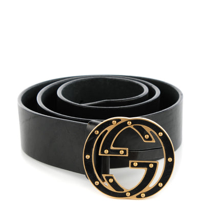 Gucci Calfskin Studded Interlocking G Belt 85 34 Black 1 of 6