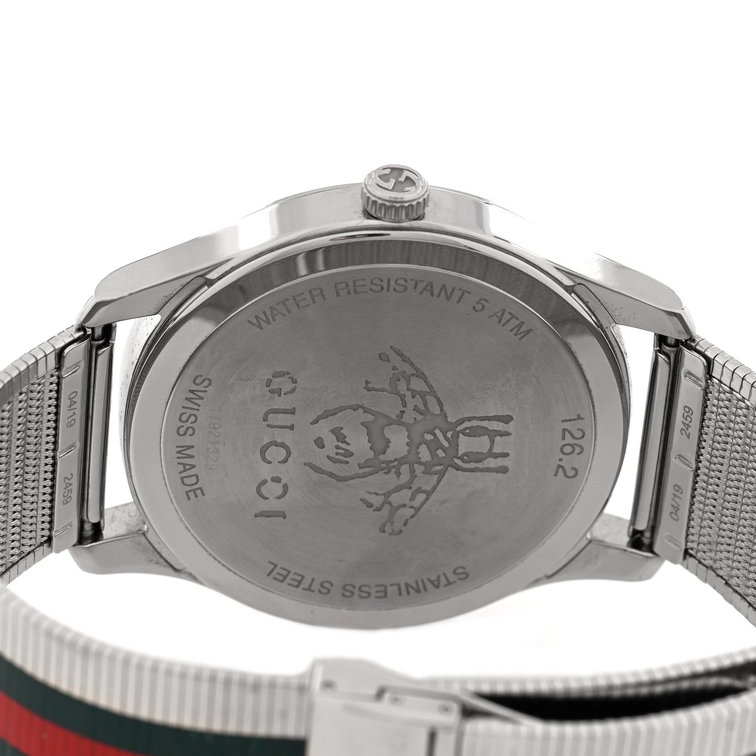 Gucci Stainless Steel 42mm G-Timeless Stripe Web Quartz Watch Silver 3 of 4