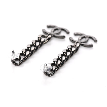 Chanel Metal CC Pick Drop Earrings Ruthenium 3 of 5