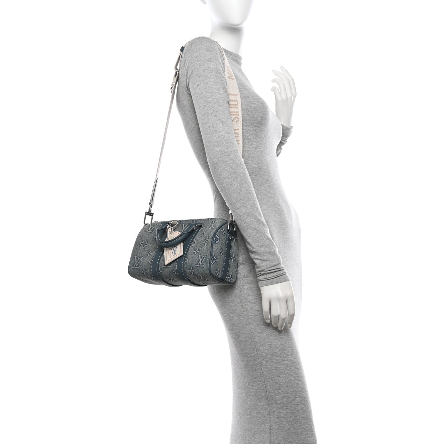 Monogram Washed Denim Keepall Bandouliere 25