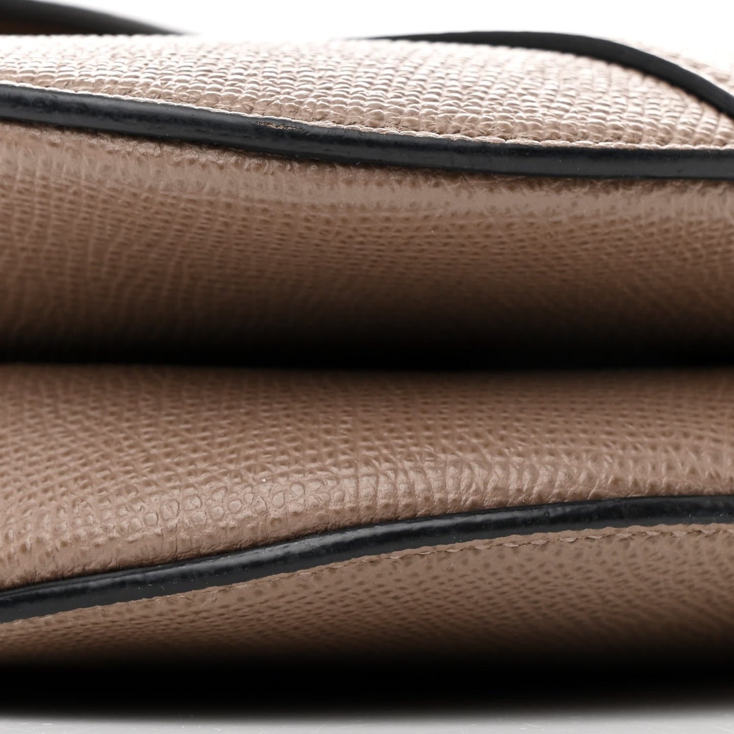 Grained Calfskin Saddle Bag With Strap Taupe