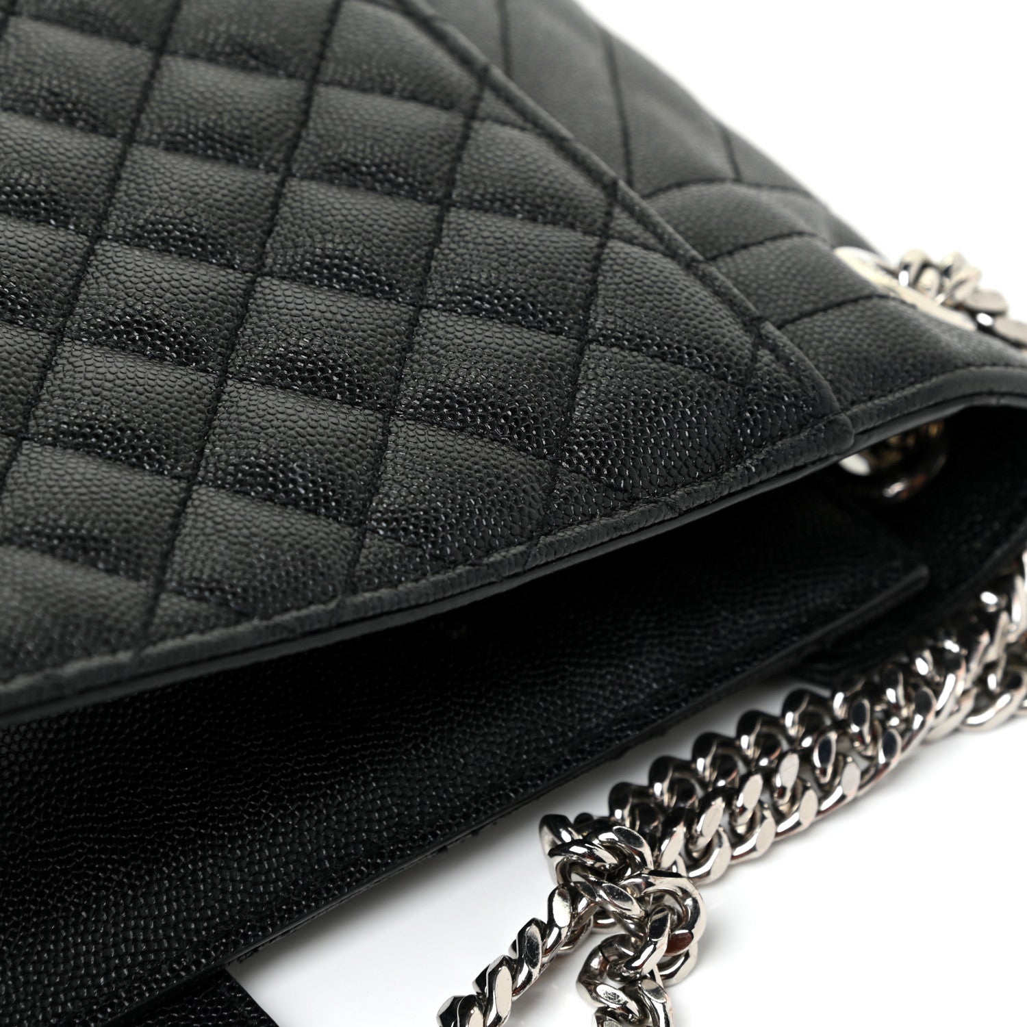 Saint Laurent Grain De Poudre Textured Mixed Matelasse Large Triquilt Monogram Satchel Black 28 of 31
