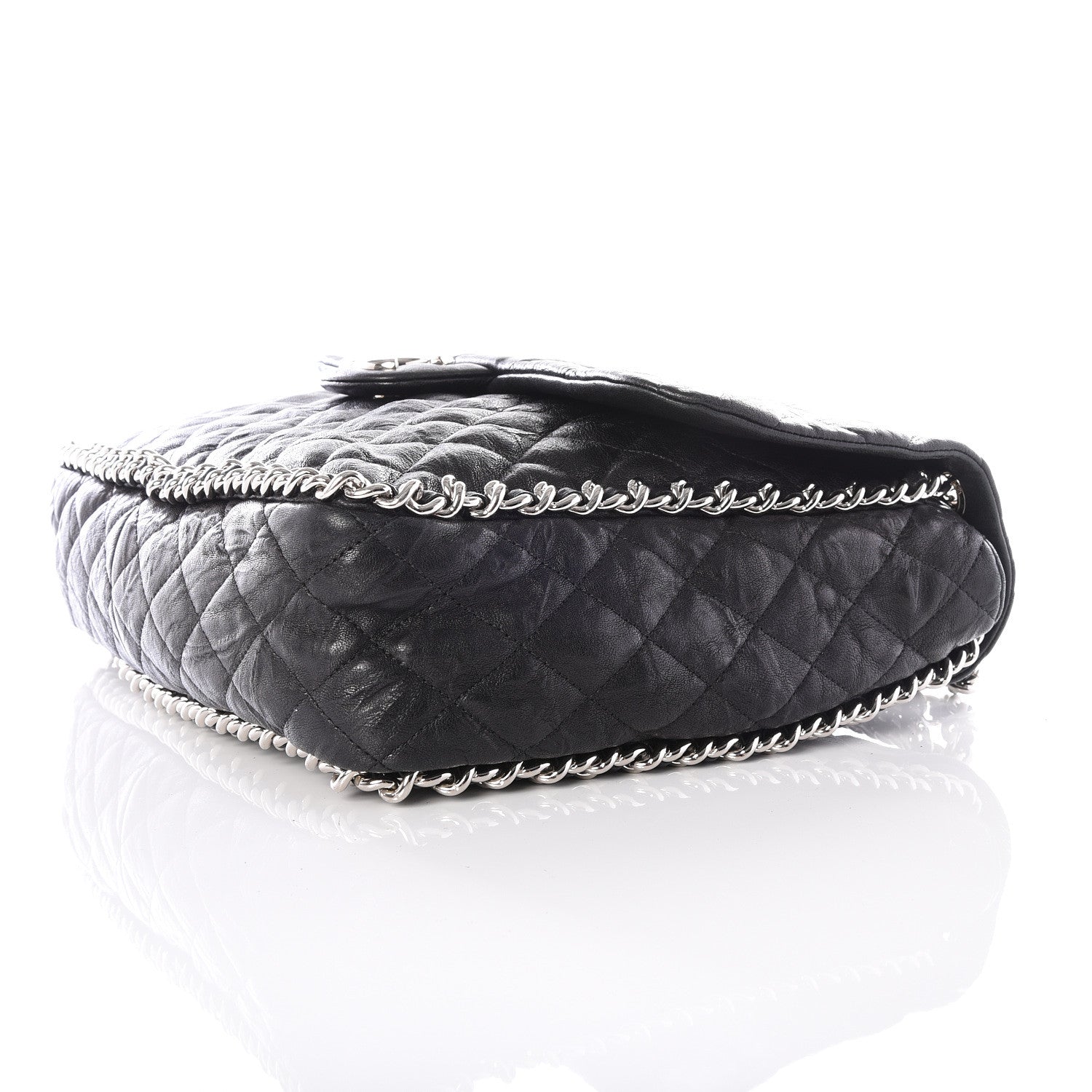 Chanel Washed Lambskin Quilted Maxi Chain Around Flap Black 8 of 9