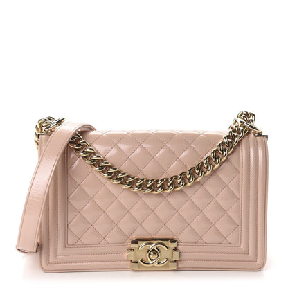 Chanel Patent Calfskin Quilted Medium Boy Flap Light Pink 1 of 13