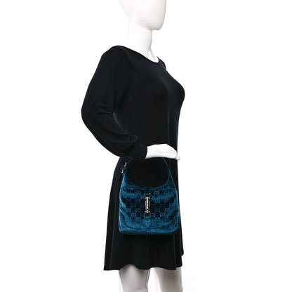 Gucci New Velvet Ashmir GG Monogram Small Jackie 1961 Hobo Velvet Peacock 2 of 9