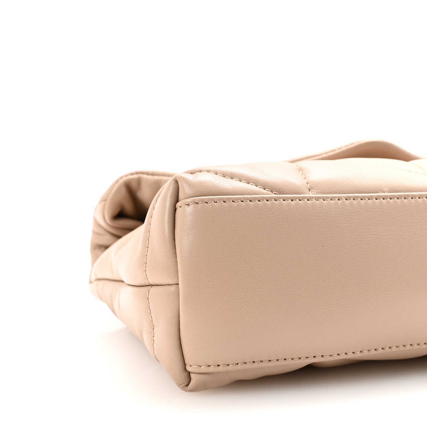Saint Laurent Lambskin Quilted Toy Loulou Puffer Monogram Chain Satchel Dark Beige 9 of 9