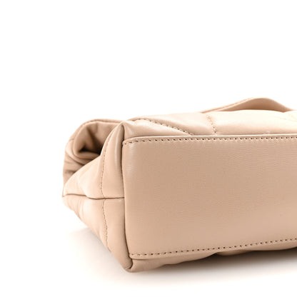 Saint Laurent Lambskin Quilted Toy Loulou Puffer Monogram Chain Satchel Dark Beige 9 of 9