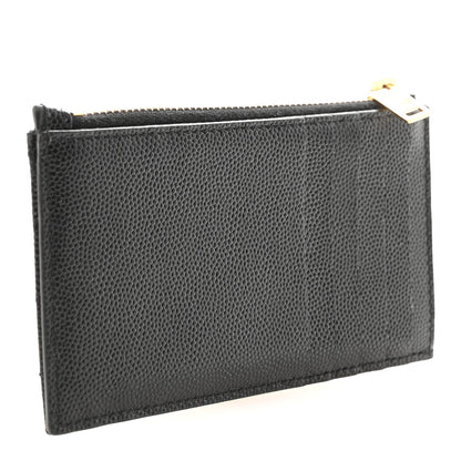 Saint Laurent Grain De Poudre Matelasse Chevron Monogram Fragments Zippered Card Case Black 3 of 6