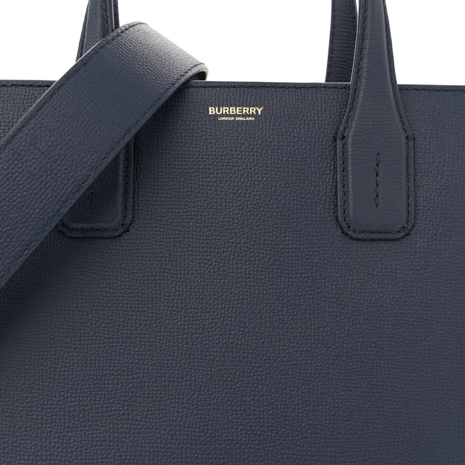 Burberry Grainy Calfskin House Check Medium Banner Tote Regency Blue 9 of 12