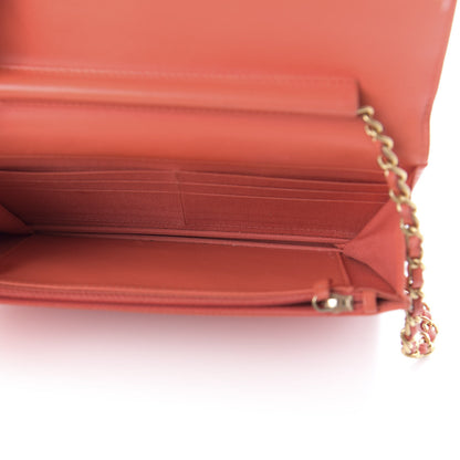 Chanel Lambskin Quilted Boy Wallet On Chain WOC Orange 5 of 11
