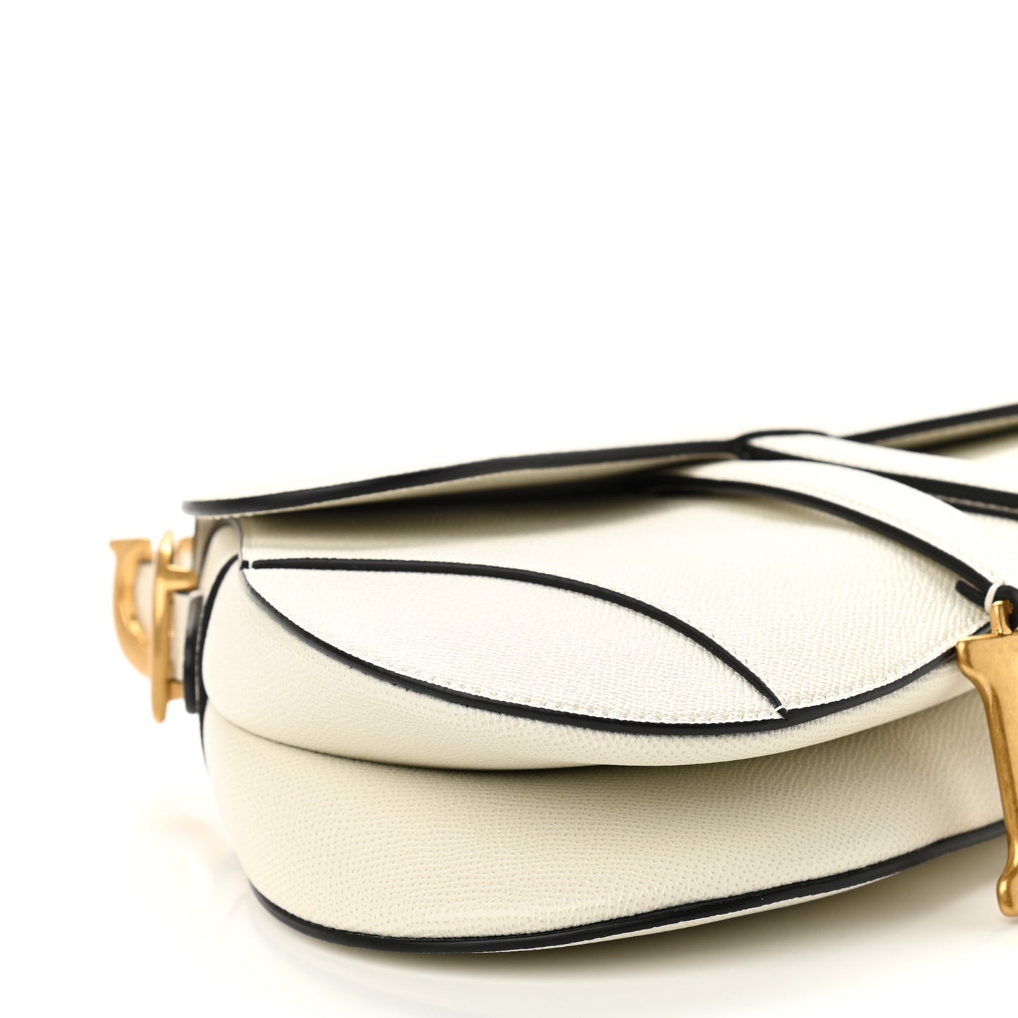 Grained Calfskin Saddle Bag White