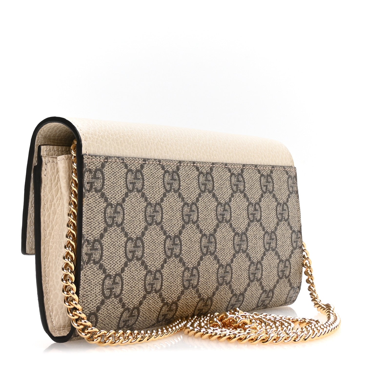 Gucci Dollar Calfskin GG Supreme Monogram Petite GG Marmont Wallet Chain Bag Mystic White Beige Ebony Mystic White Beige Ebony 2 of 9