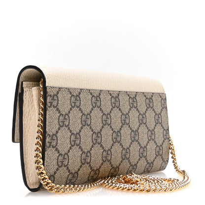 Gucci Dollar Calfskin GG Supreme Monogram Petite GG Marmont Wallet Chain Bag Mystic White Beige Ebony Mystic White Beige Ebony 2 of 9