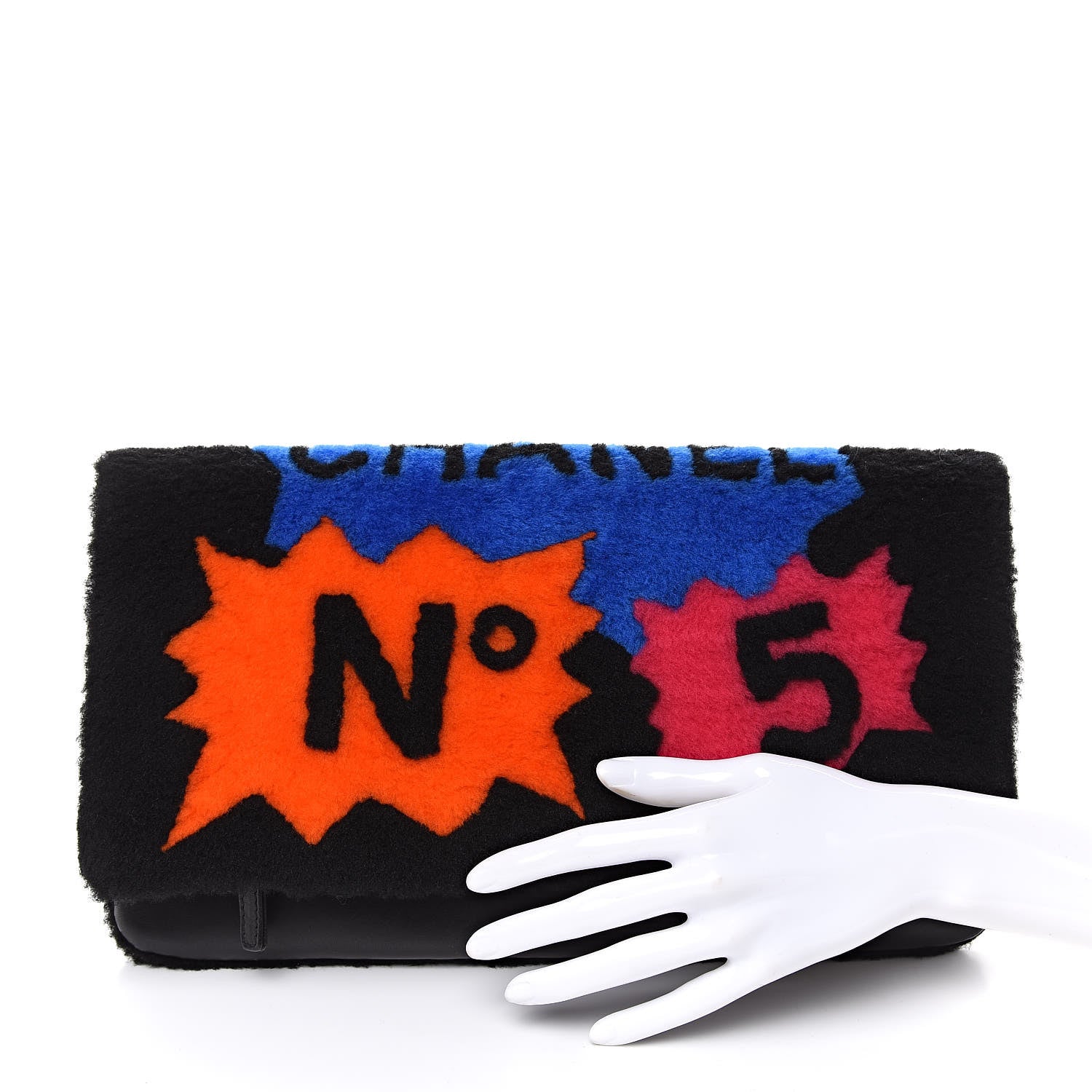 Chanel Shearling Lambskin 100% Clutch Black 2 of 9