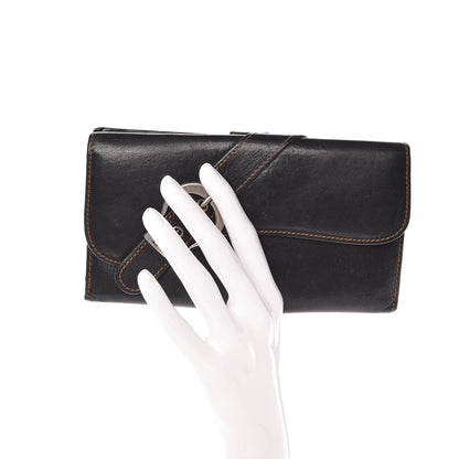 Christian Dior Calfskin Gaucho Saddle Wallet Black 2 of 7
