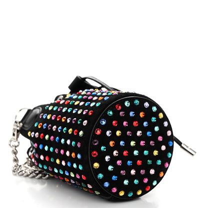 Christian Louboutin Calfskin Suede Strass Mini Marie Jane Bucket Black Multicolor 4 of 9