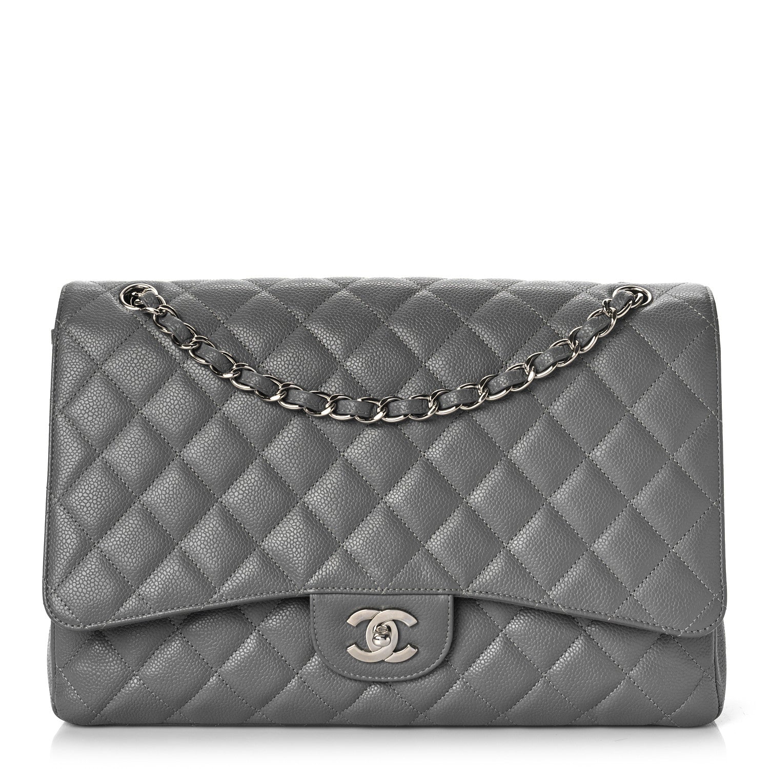 Chanel Caviar Quilted Maxi Single Flap Grey 1 of 11
