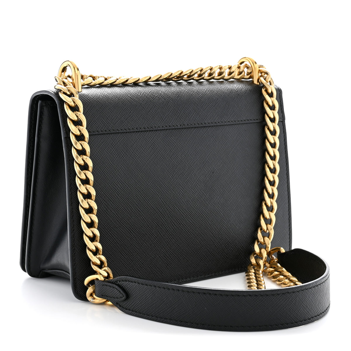 Prada Saffiano Chain Shoulder Bag Black 3 of 11