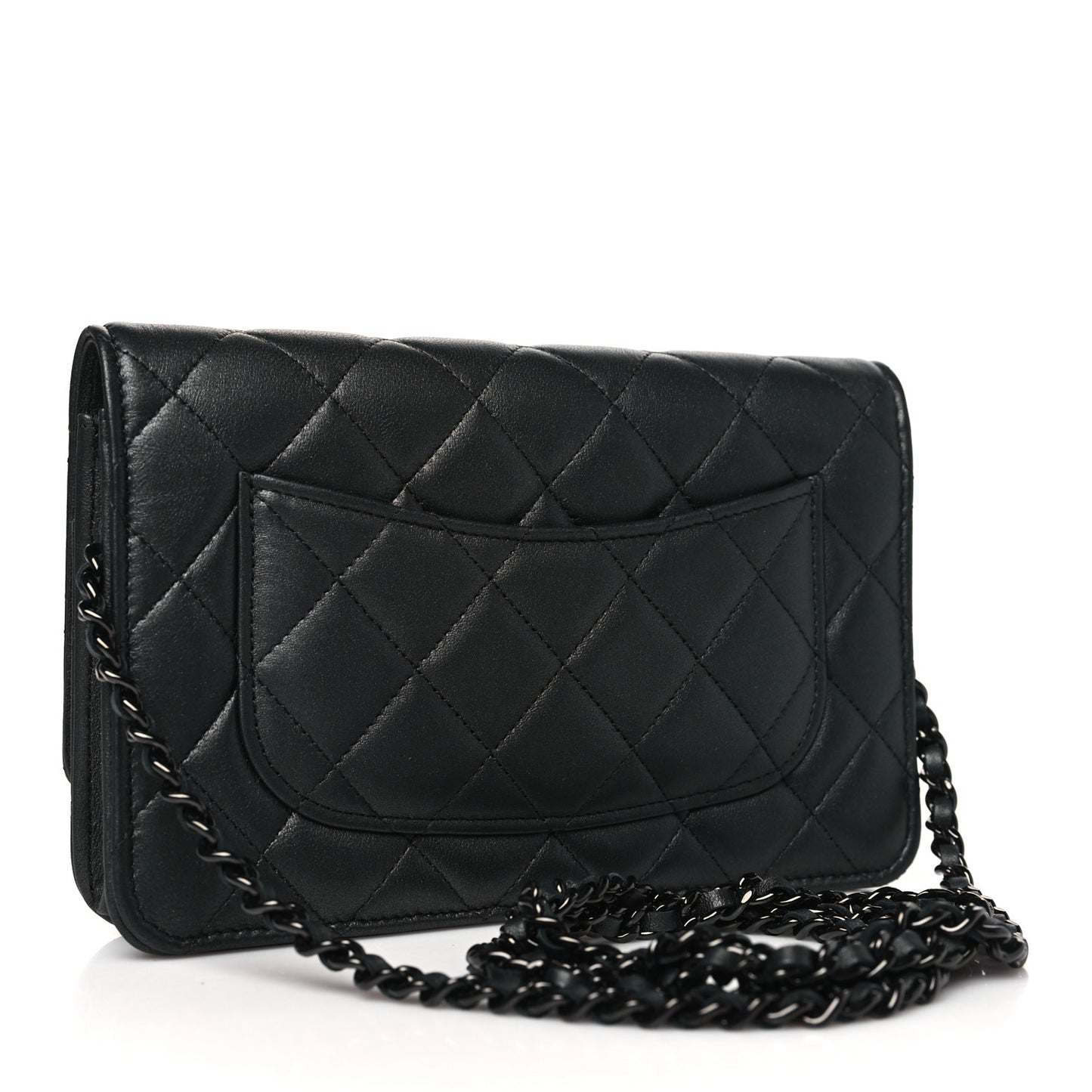 Iridescent Lambskin Quilted Wallet On Chain WOC So Black