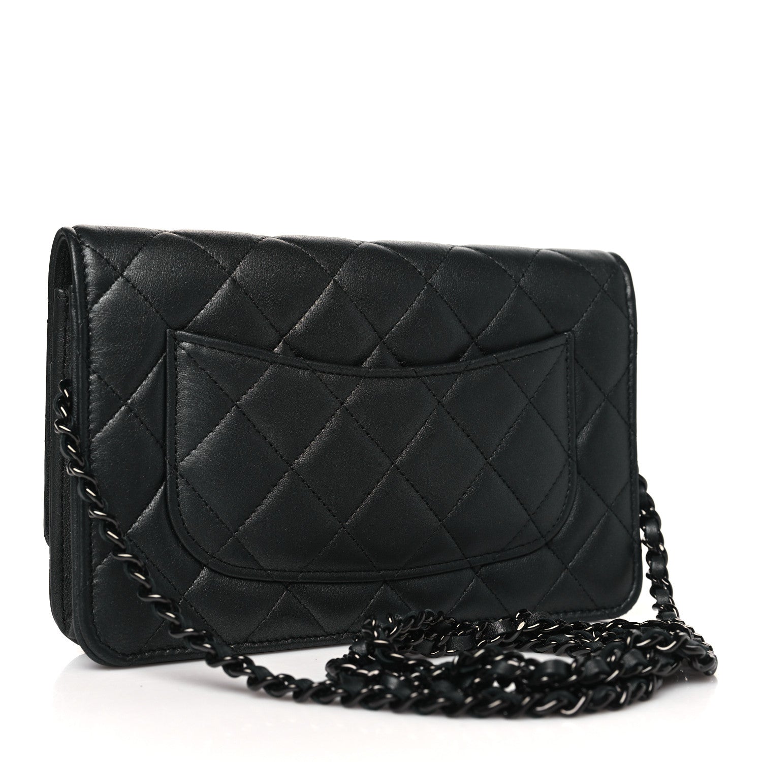 Chanel Iridescent Lambskin Quilted Wallet On Chain WOC So Black 3 of 12