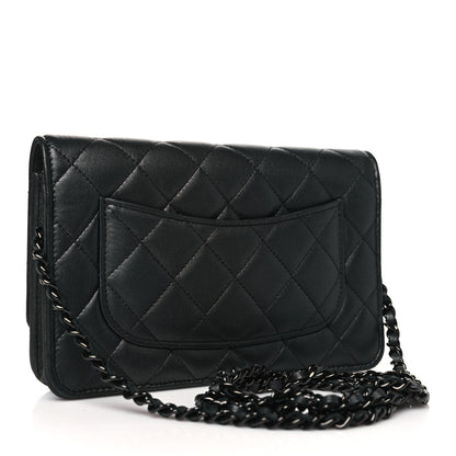 Chanel Iridescent Lambskin Quilted Wallet On Chain WOC So Black 3 of 12